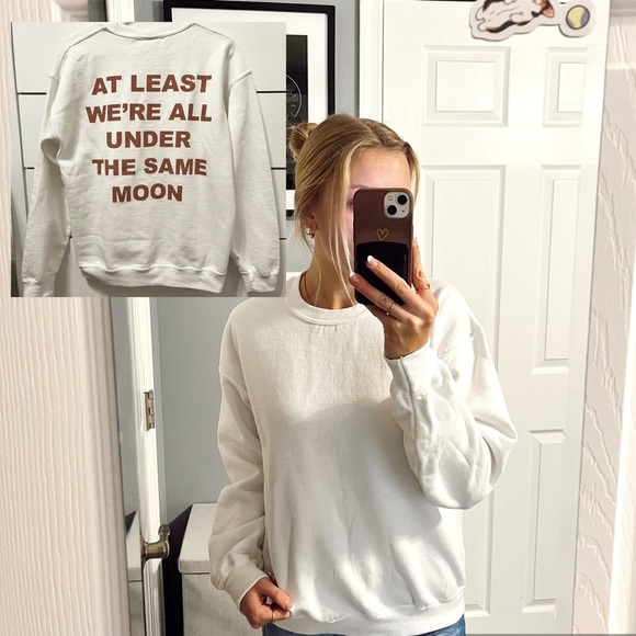 Gildan Tops - “At Least We’re All Under The Same Moon” White Crewneck